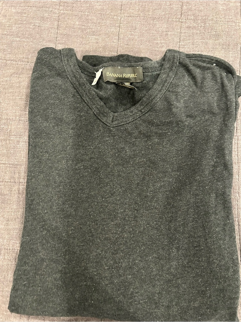 Banana Republic Men's Dark Charcoal V-Neck Sweater